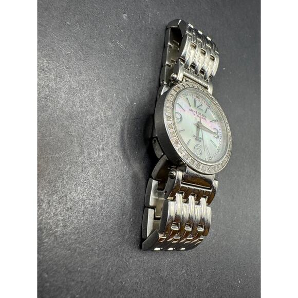 Anne Klein New York Diamond Swiss Watch Ladies 763S 28.5mm 5 3/4" Silver Tone - Picture 3 of 12